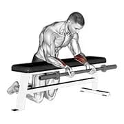 Barbell Palmen nach oben Handgelenk Curl über eine Bank
