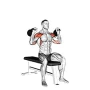 Kettlebell sitzt zwei Arm Militärpresse
