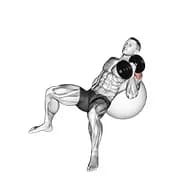 Hantel neigt einen Arm Hammerpresse auf Übungsball